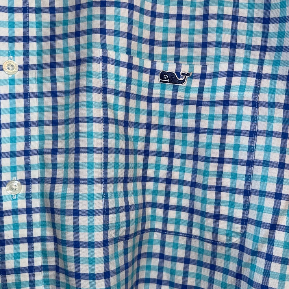 Like New Vineyard Vines Bright Blue Check Men's Shirt. SIze 2XB
